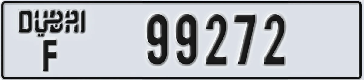 UAE License Plate Dubai F 99272