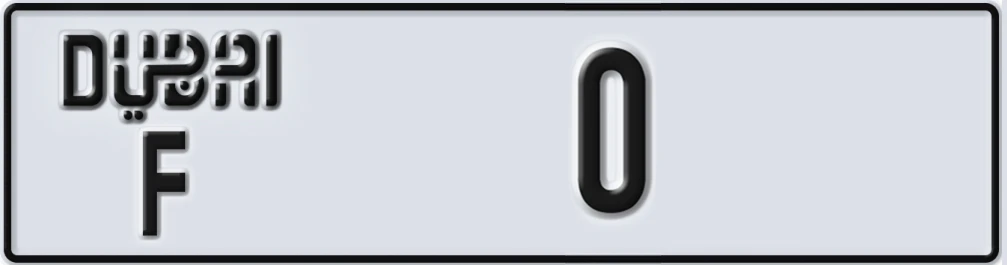 UAE License Plate Dubai F X0X