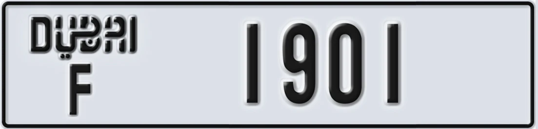 UAE License Plate Dubai F X1901