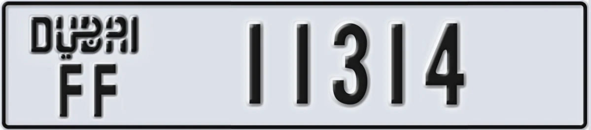 UAE License Plate Dubai FF 11314