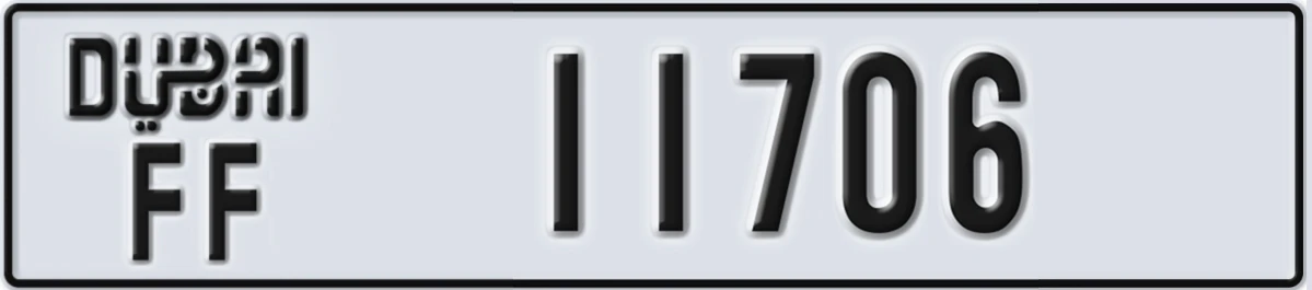 UAE License Plate Dubai FF 11706