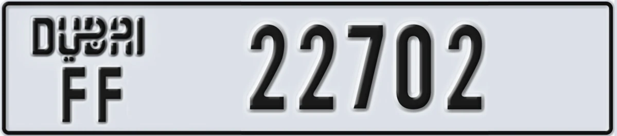 UAE License Plate Dubai FF 22702