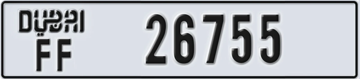 UAE License Plate Dubai FF 26755