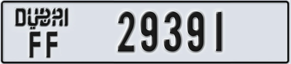 UAE License Plate Dubai FF 29391