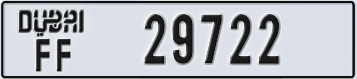 UAE License Plate Dubai FF 29722