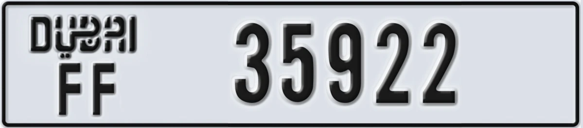 UAE License Plate Dubai FF 35922