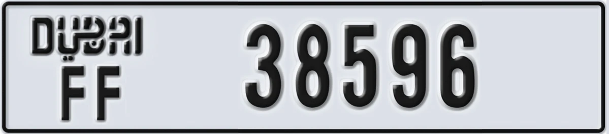 UAE License Plate Dubai FF 38596