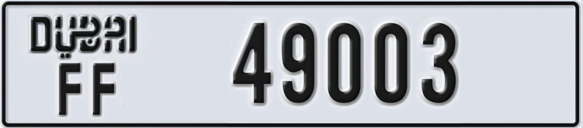 UAE License Plate Dubai FF 49003