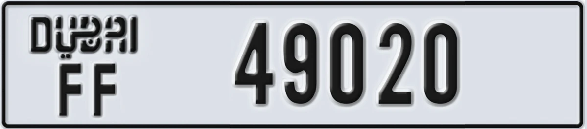 UAE License Plate Dubai FF 49020