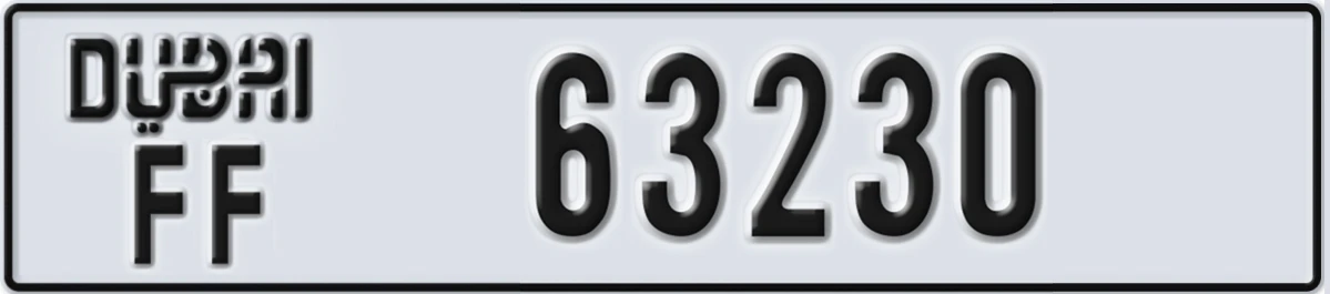 UAE License Plate Dubai FF 63230