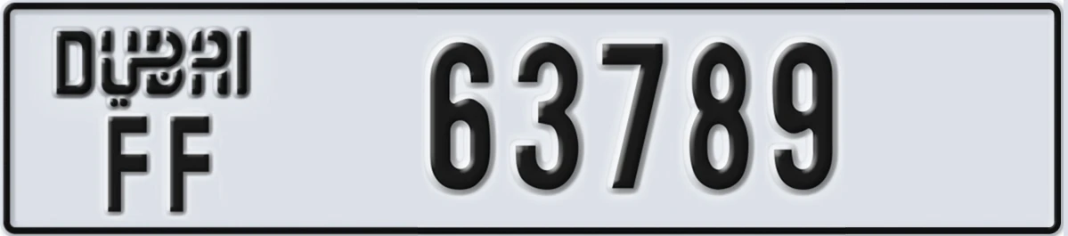 UAE License Plate Dubai FF 63789