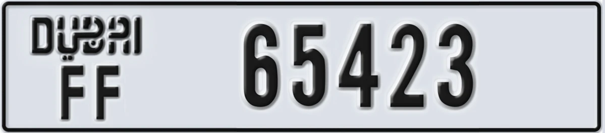 UAE License Plate Dubai FF 65423