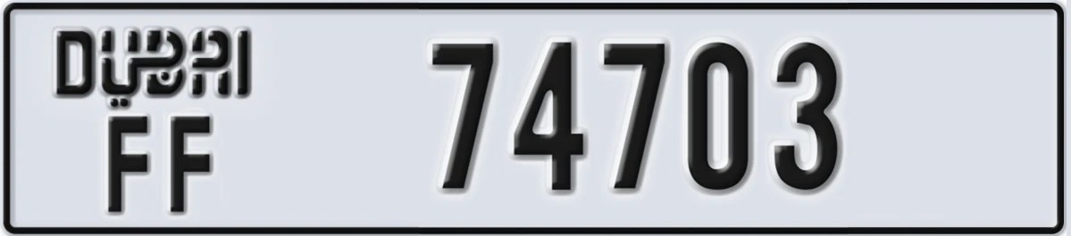 UAE License Plate Dubai FF 74703