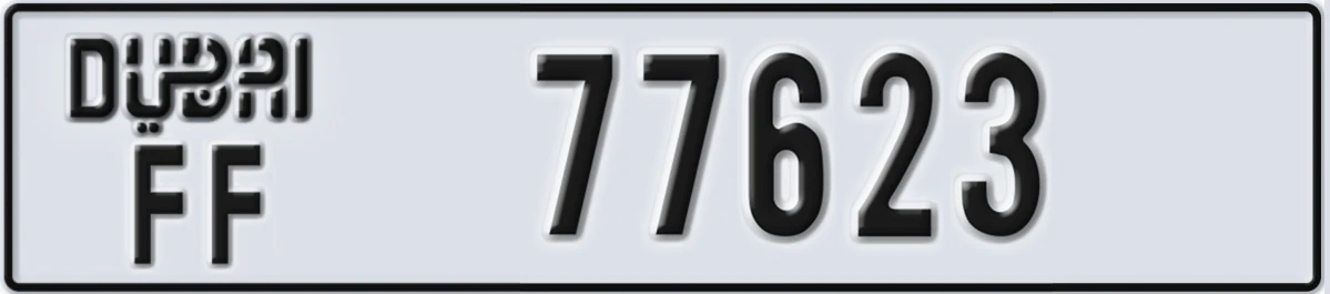 UAE License Plate Dubai FF 77623