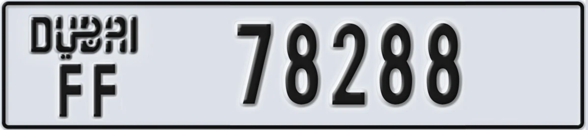 UAE License Plate Dubai FF 78288