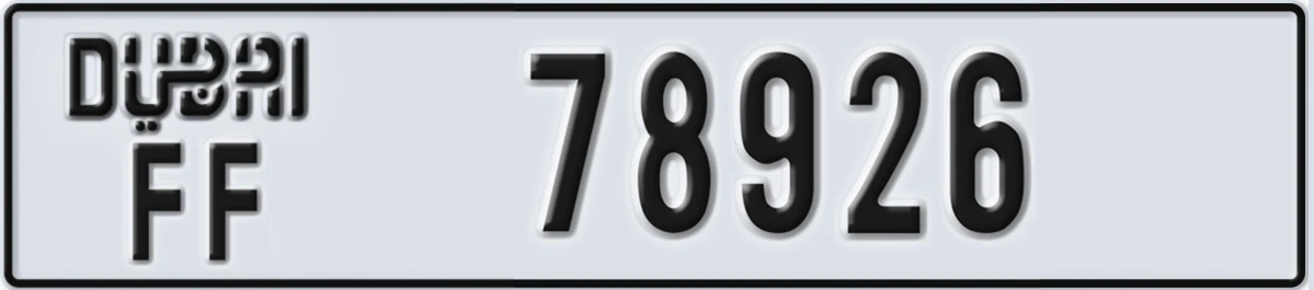 UAE License Plate Dubai FF 78926