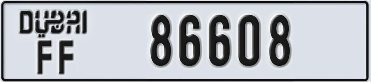UAE License Plate Dubai FF 86608