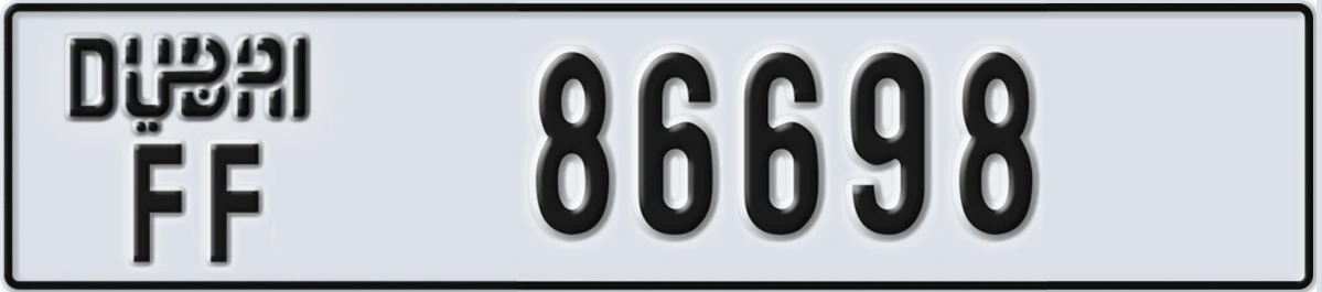 UAE License Plate Dubai FF 86698