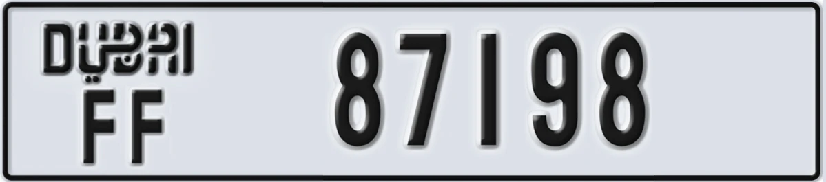 UAE License Plate Dubai FF 87198