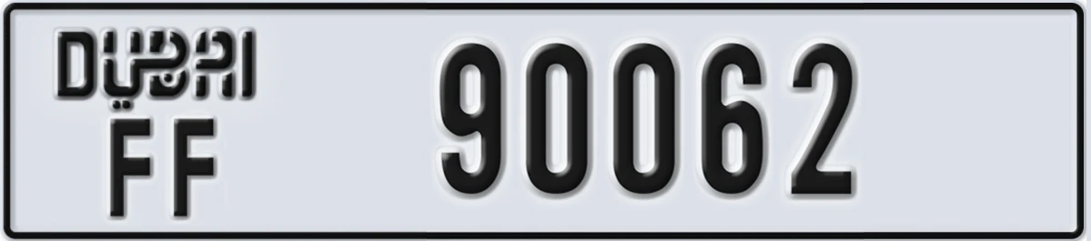 UAE License Plate Dubai FF 90062