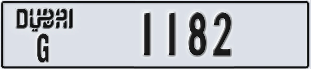 UAE License Plate Dubai G 1182