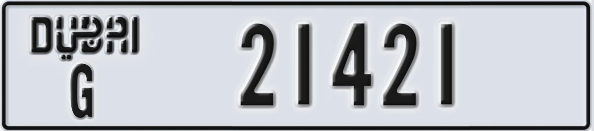 UAE License Plate Dubai G 21421