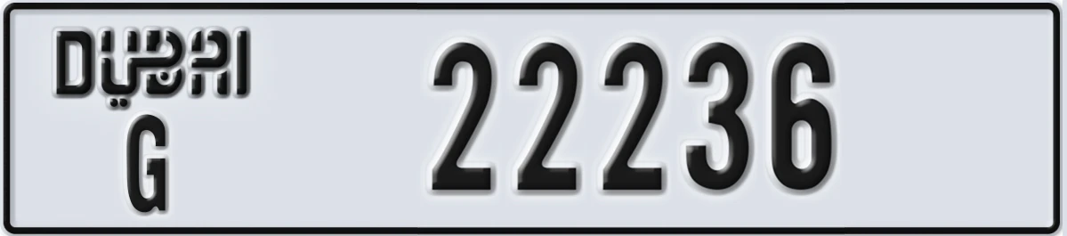 UAE License Plate Dubai G 22236