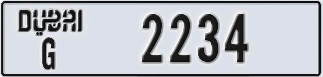 UAE License Plate Dubai G 2234X