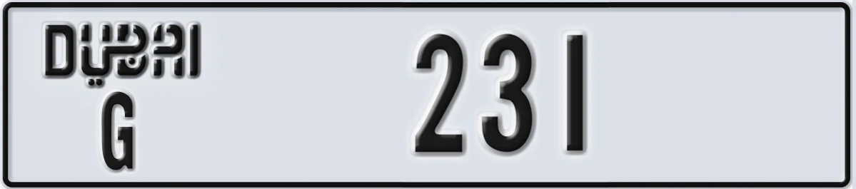 UAE License Plate Dubai G 231