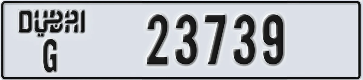 UAE License Plate Dubai G 23739