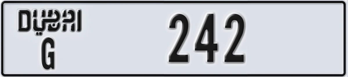 UAE License Plate Dubai G 242