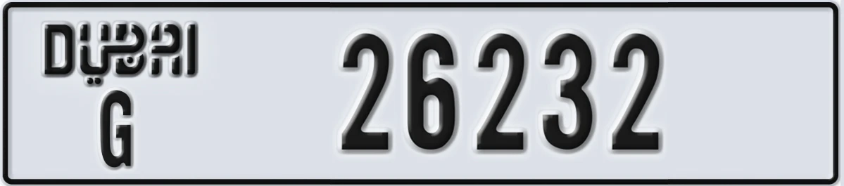 UAE License Plate Dubai G 26232