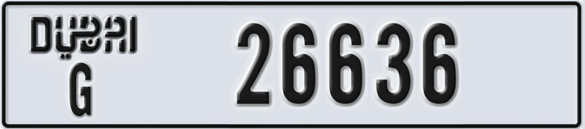 UAE License Plate Dubai G 26636