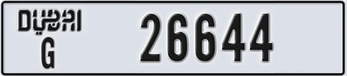 UAE License Plate Dubai G 26644