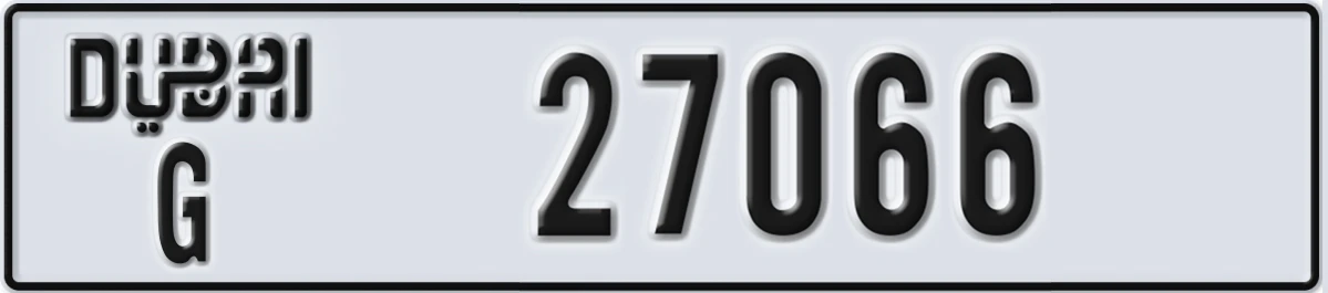 UAE License Plate Dubai G 27066
