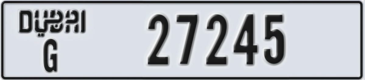 UAE License Plate Dubai G 27245