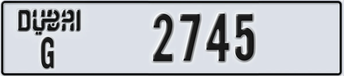 UAE License Plate Dubai G 2745