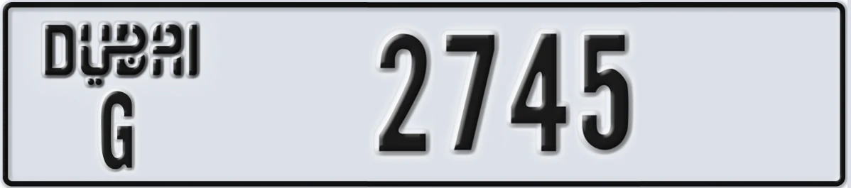 UAE License Plate Dubai G 2745