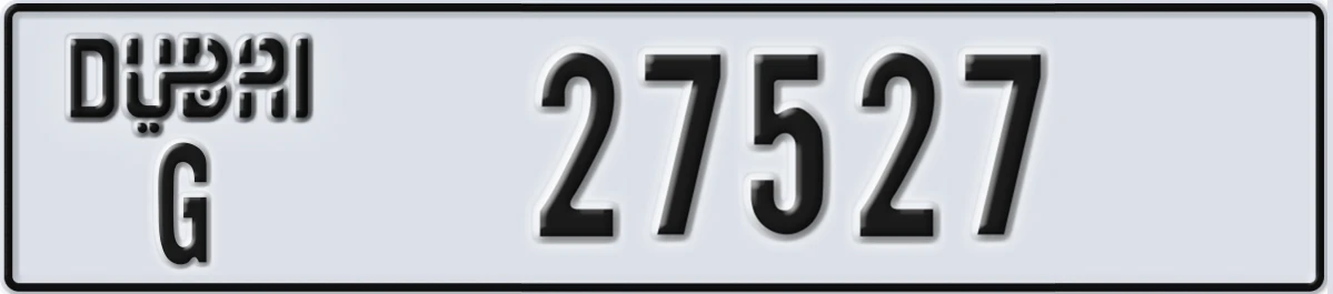UAE License Plate Dubai G 27527