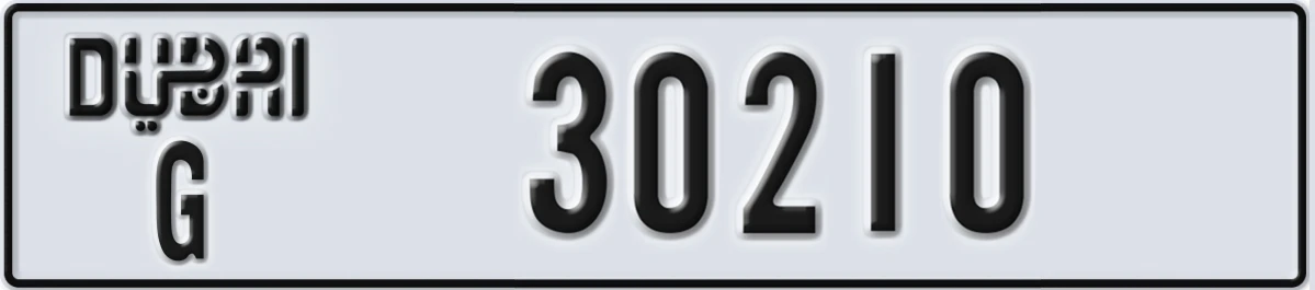 UAE License Plate Dubai G 30210