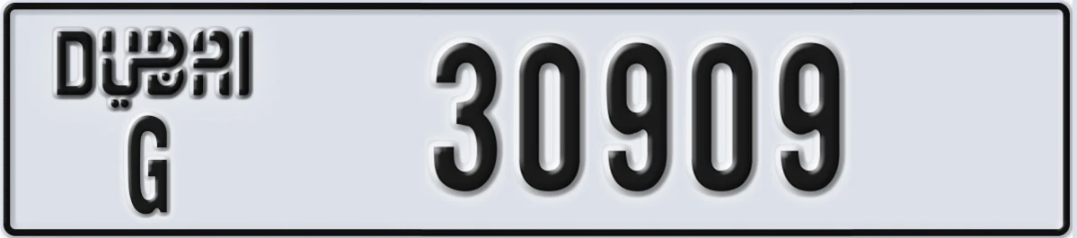 UAE License Plate Dubai G 30909