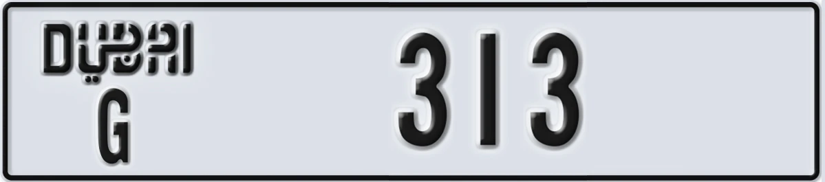 UAE License Plate Dubai G 313