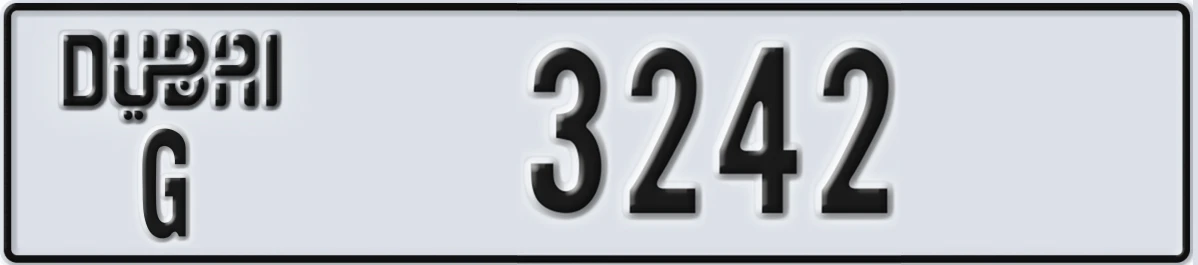 UAE License Plate Dubai G 3242