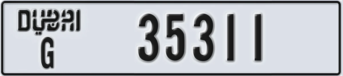UAE License Plate Dubai G 35311