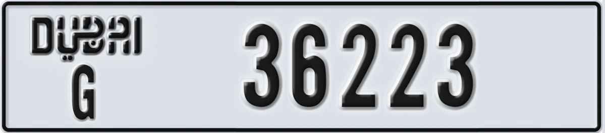 UAE License Plate Dubai G 36223