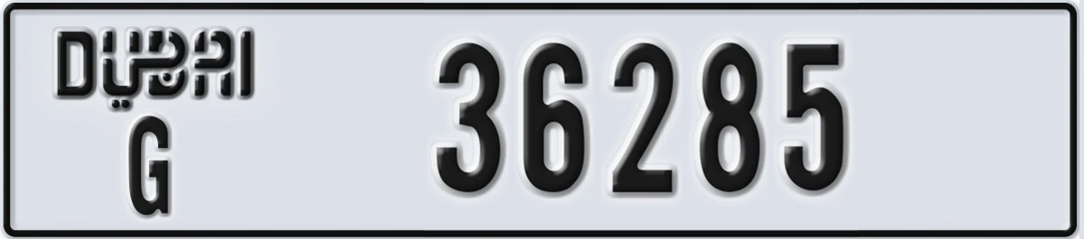 UAE License Plate Dubai G 36285