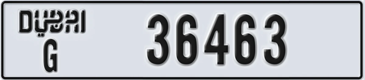 UAE License Plate Dubai G 36463
