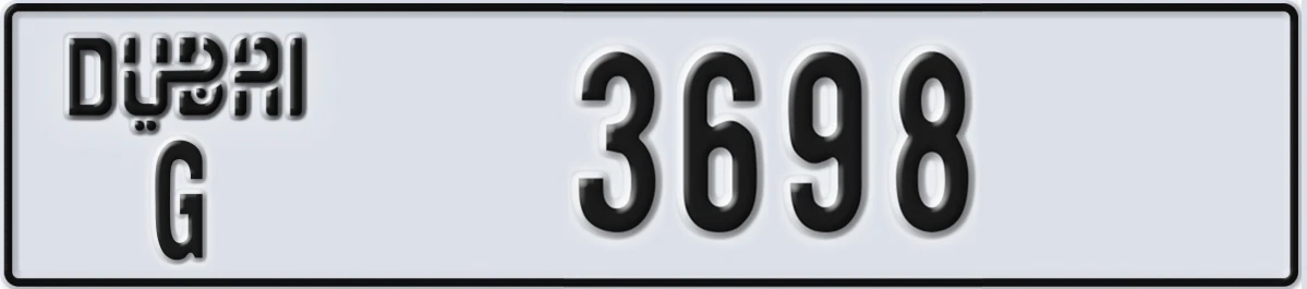 UAE License Plate Dubai G 3698