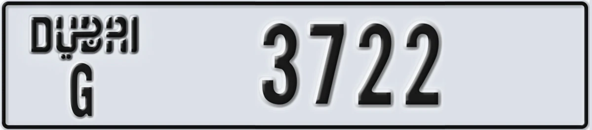 UAE License Plate Dubai G 3722