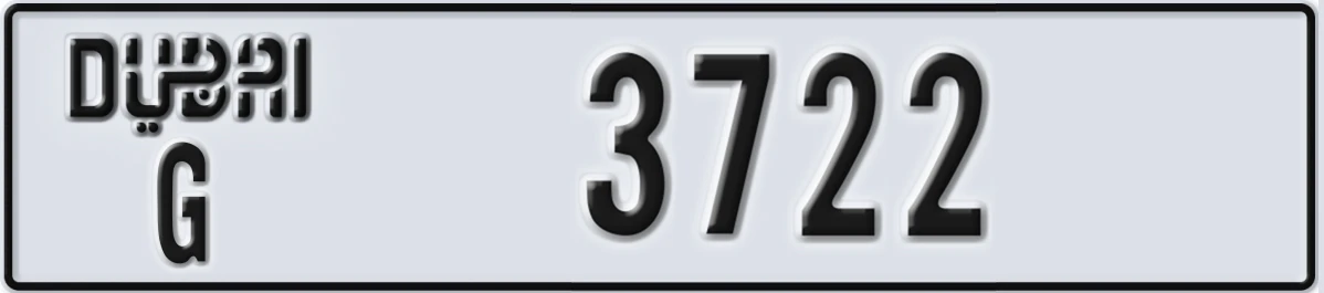UAE License Plate Dubai G 3722
